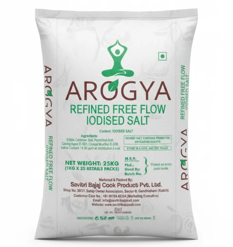 Refined Free Flow Salt Arogya Salt for Industry and Edible by Bajaj Salt Group Gandhidham Gujarat India